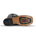 Butch Pirarucu Fish Boots - Navy Blue - Square Toe