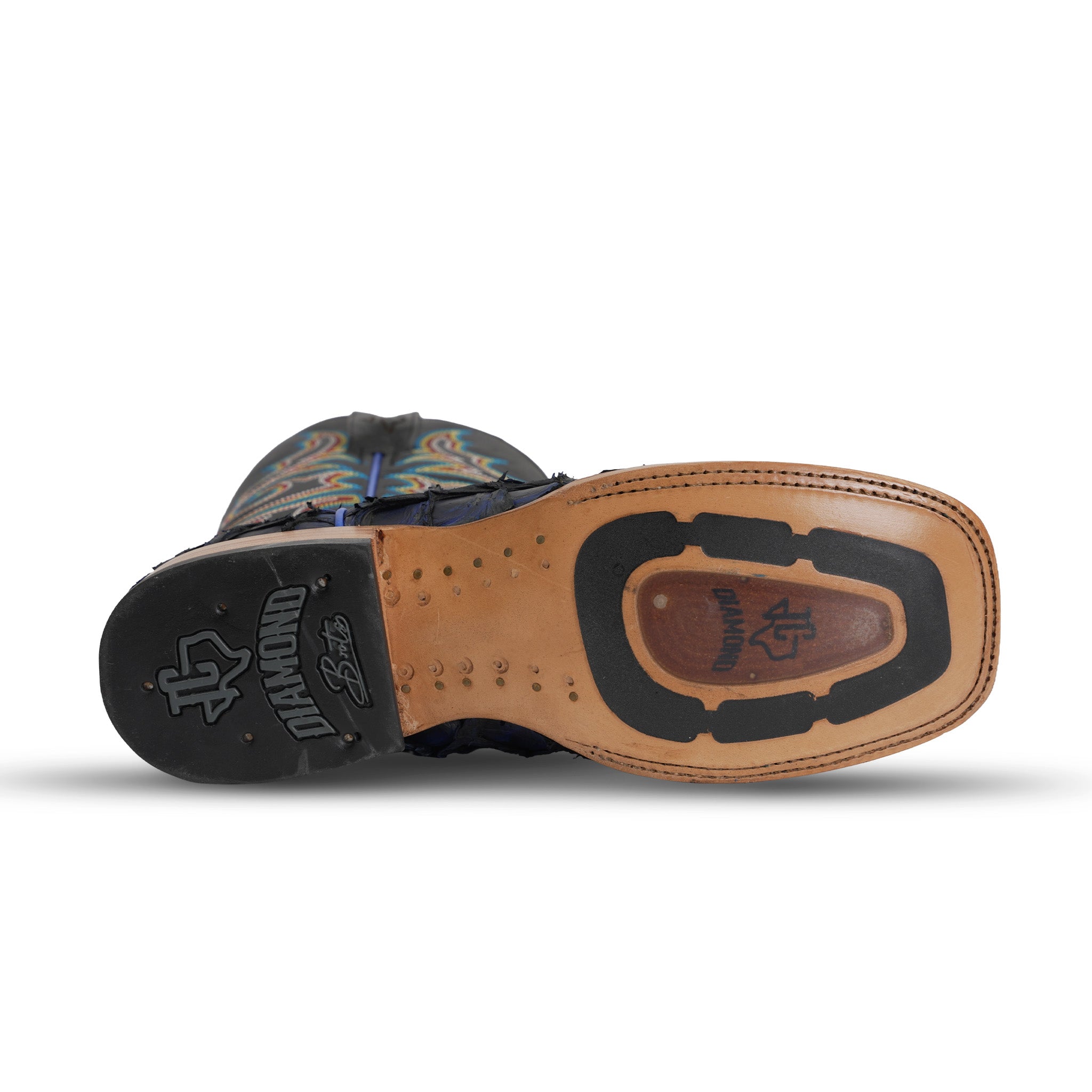 Butch Pirarucu Fish Boots - Navy Blue - Square Toe