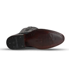 Lizard Black Boots - Embossed Leather - Roper Toe (E954)
