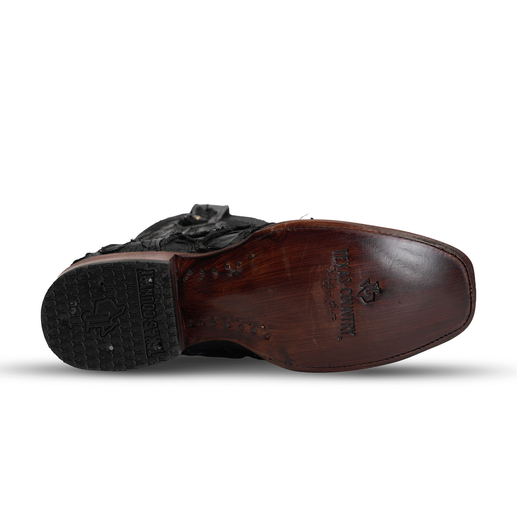 Connor Pirarucu Fish Boots- Matte Black - Narrow Square Toe (PZ130)