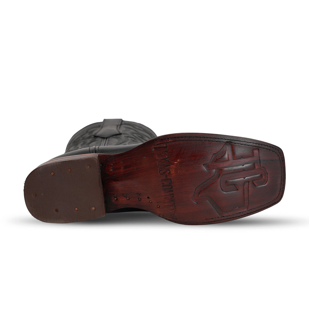 Grisly Cowboy Boots - Black - Narrow Square Toe (E484)