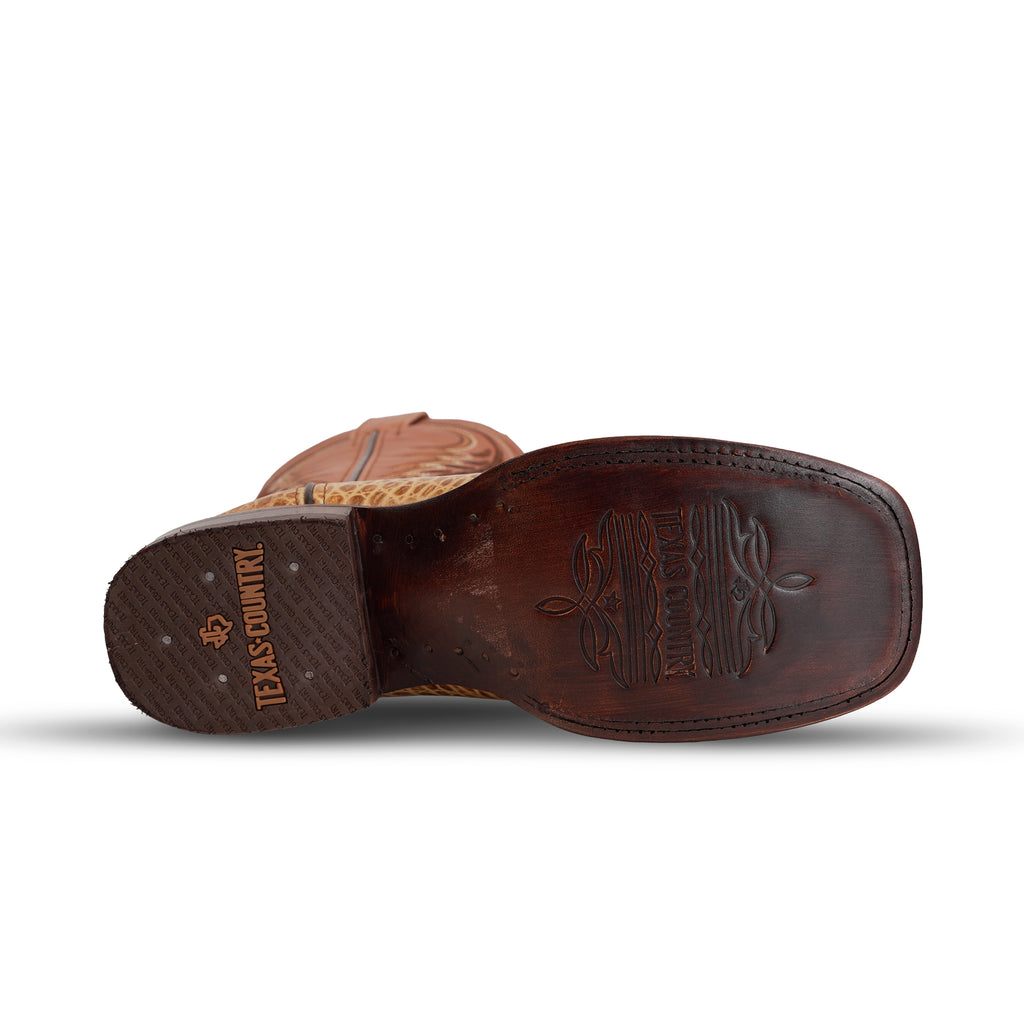 Alligator Head Orix Boots - Embossed Leather - Square Toe (E950)