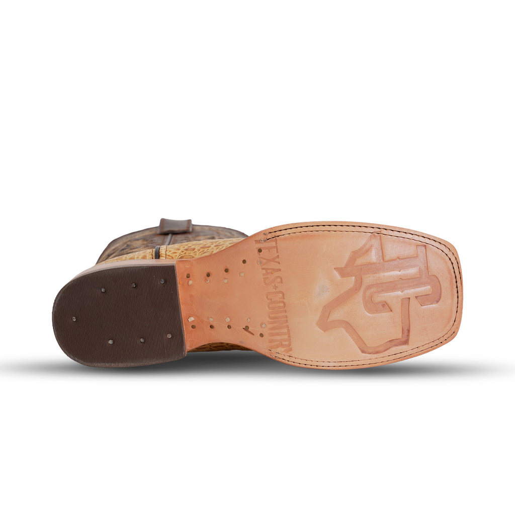 Caiman Belly Orix Boots - Embossed Leather - Square Toe (E423)