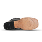 Python Black Boots - Embossed Leather - Square Toe (E913)