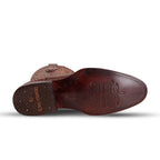 Snake Cognac Boots - Embossed Leather - Round Toe (E953)