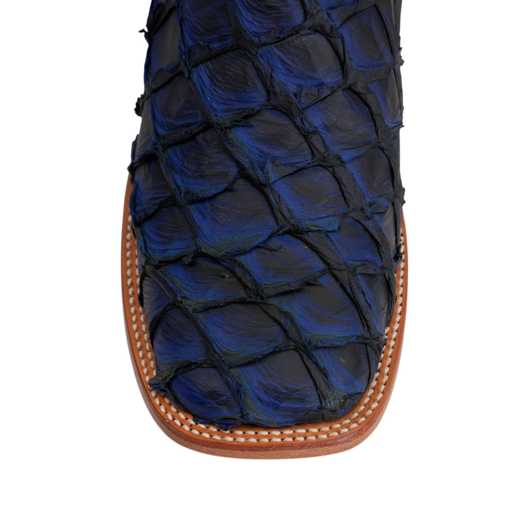 Butch Pirarucu Fish Boots - Navy Blue - Square Toe