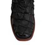 Connor Pirarucu Fish Boots- Matte Black - Narrow Square Toe (PZ130)