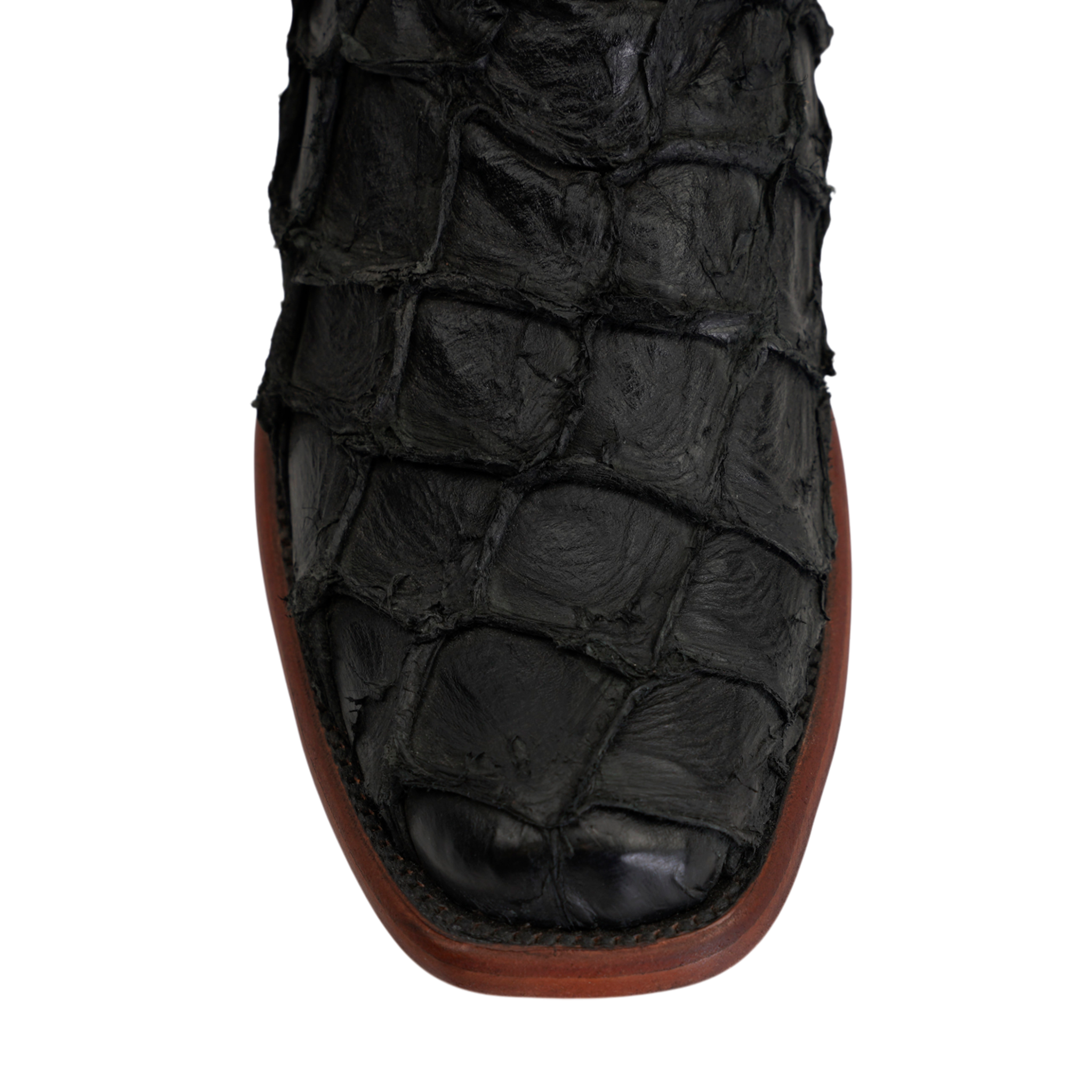 Connor Pirarucu Fish Boots- Matte Black - Narrow Square Toe (PZ130)