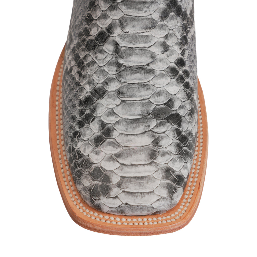 Python Natural Cowboy Boots - Embossed Leather - Square Toe (E913)