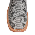 Python Natural Cowboy Boots - Embossed Leather - Square Toe (E913)