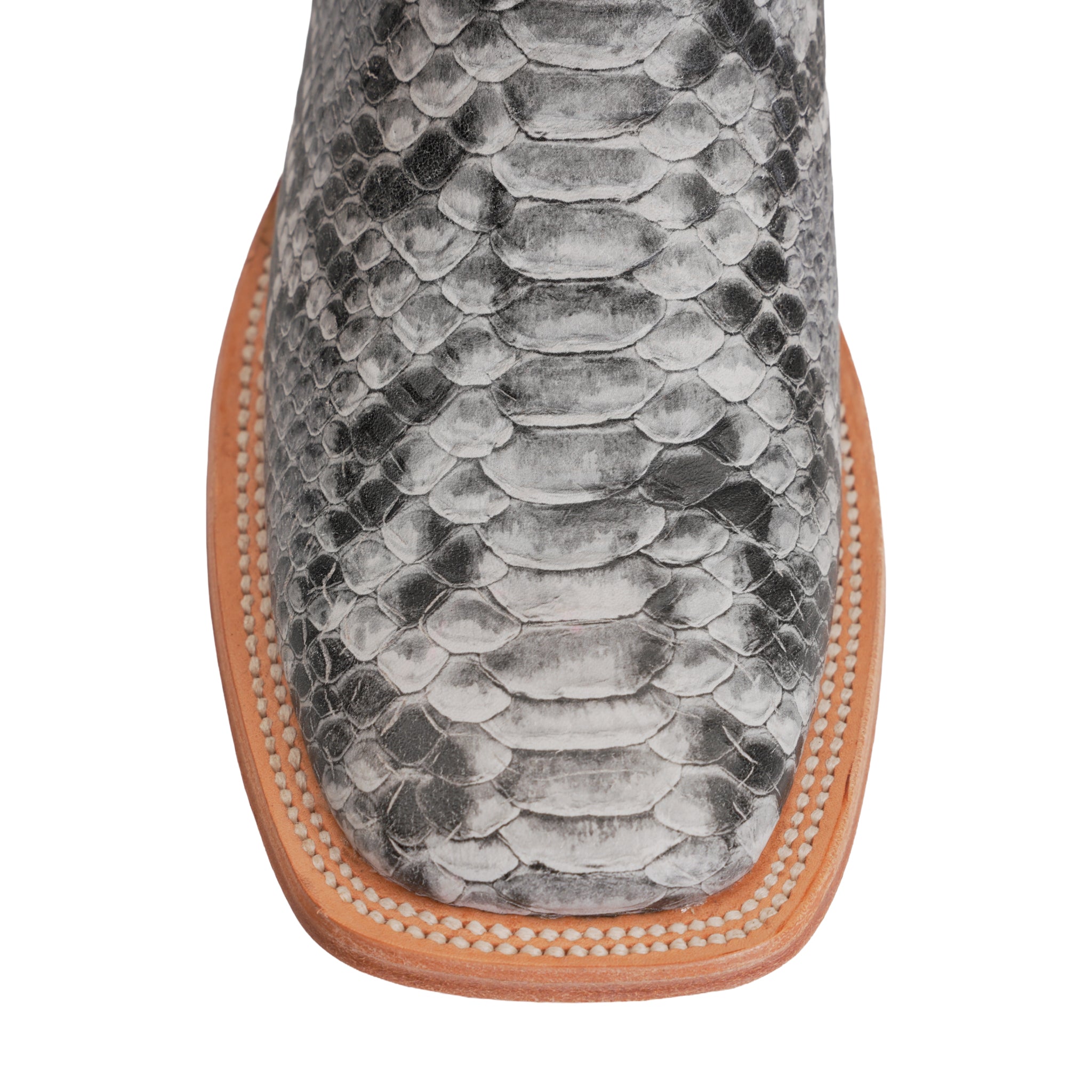 Python Natural Cowboy Boots - Embossed Leather - Square Toe (E913)