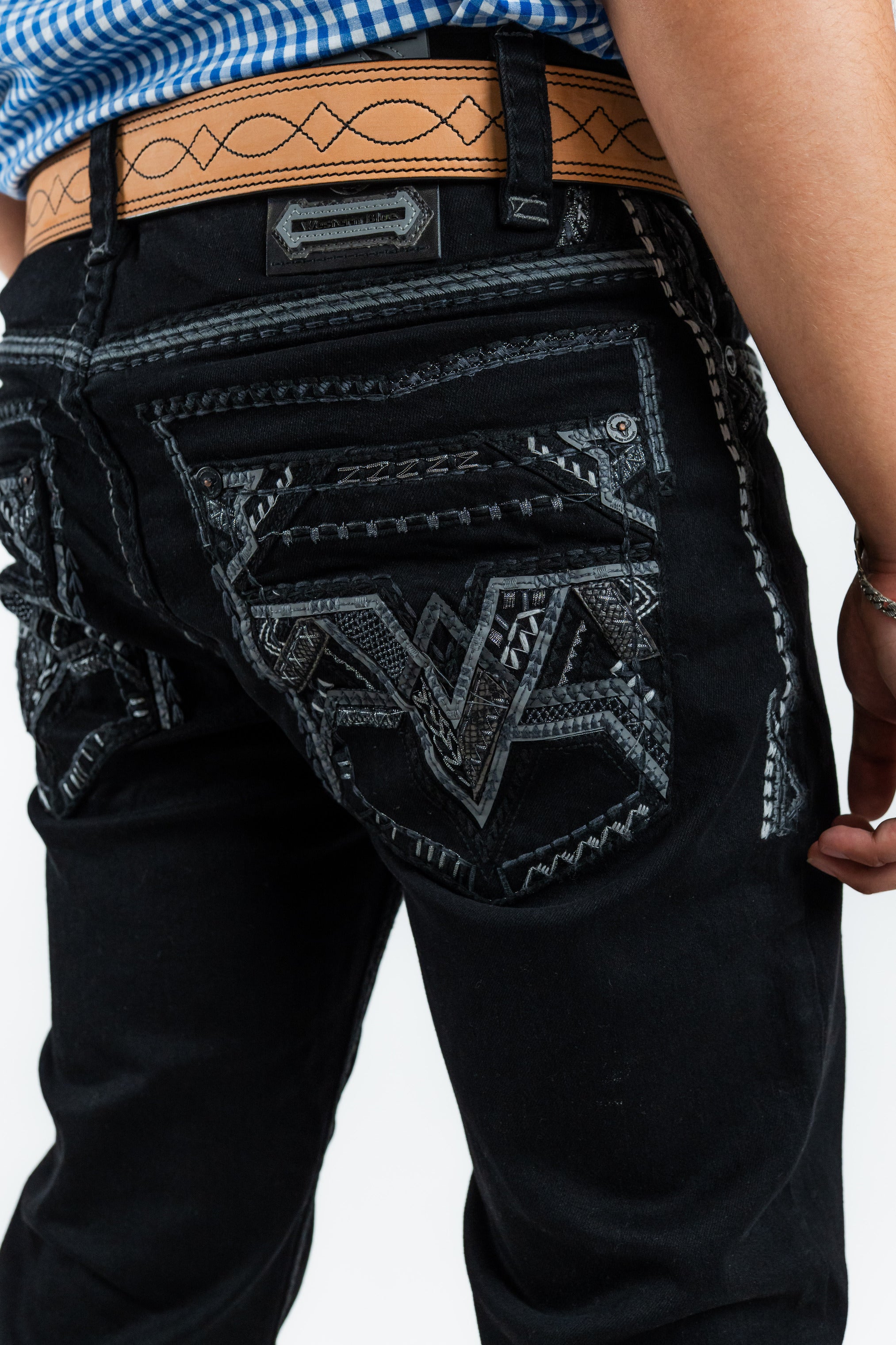 Western Blue - Men's Straight Leg Dark Denim Jeans (WJ2381)