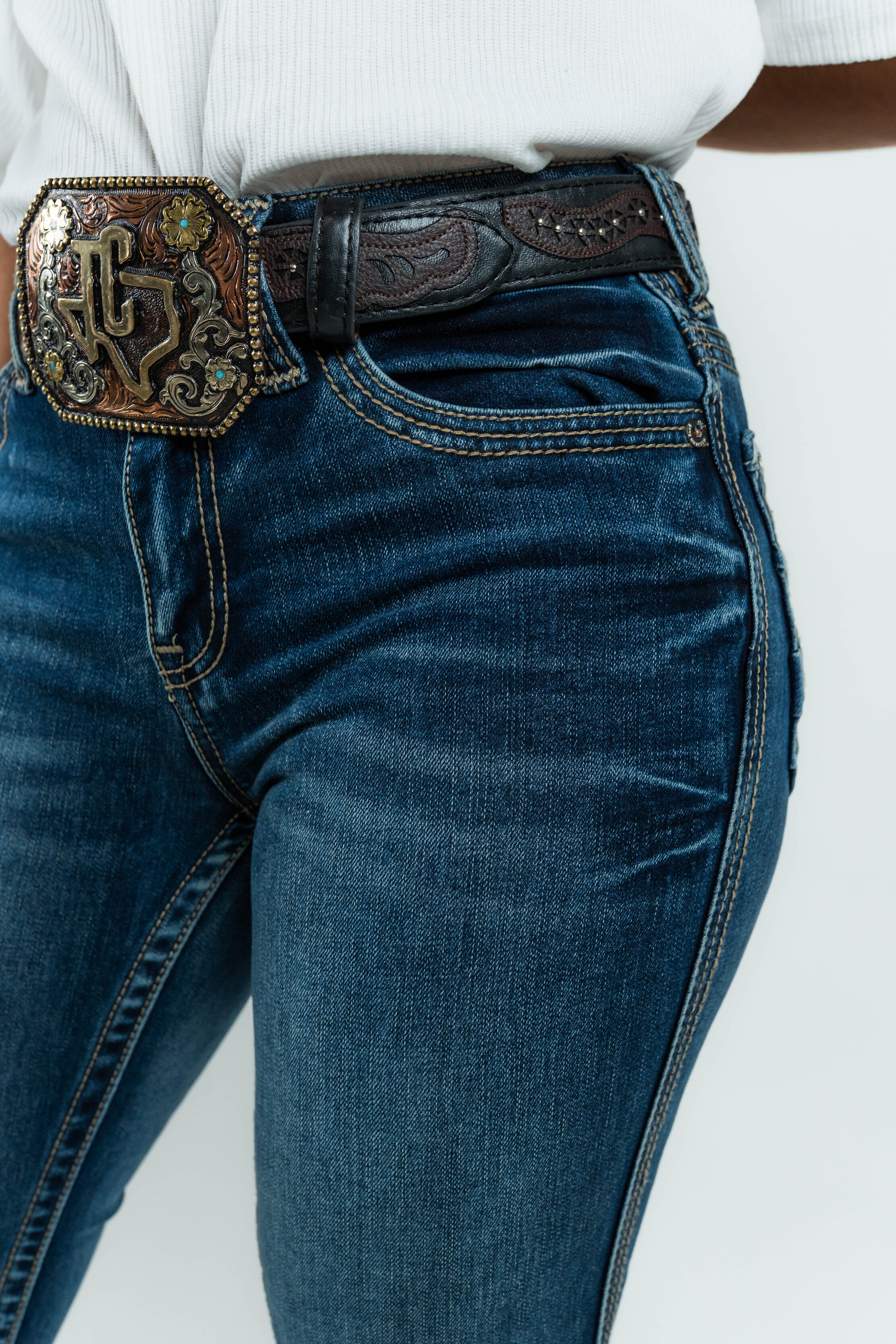 Western Blue - Women's Boot Cut Denim Jeans (W243-PB33)