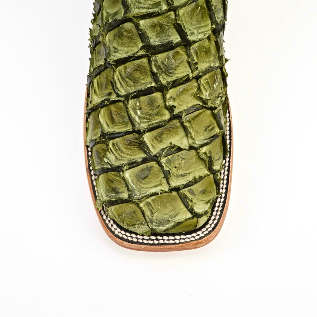 Connor Pirarucu Fish Boots - Agave Green - Square Toe (PZ60)