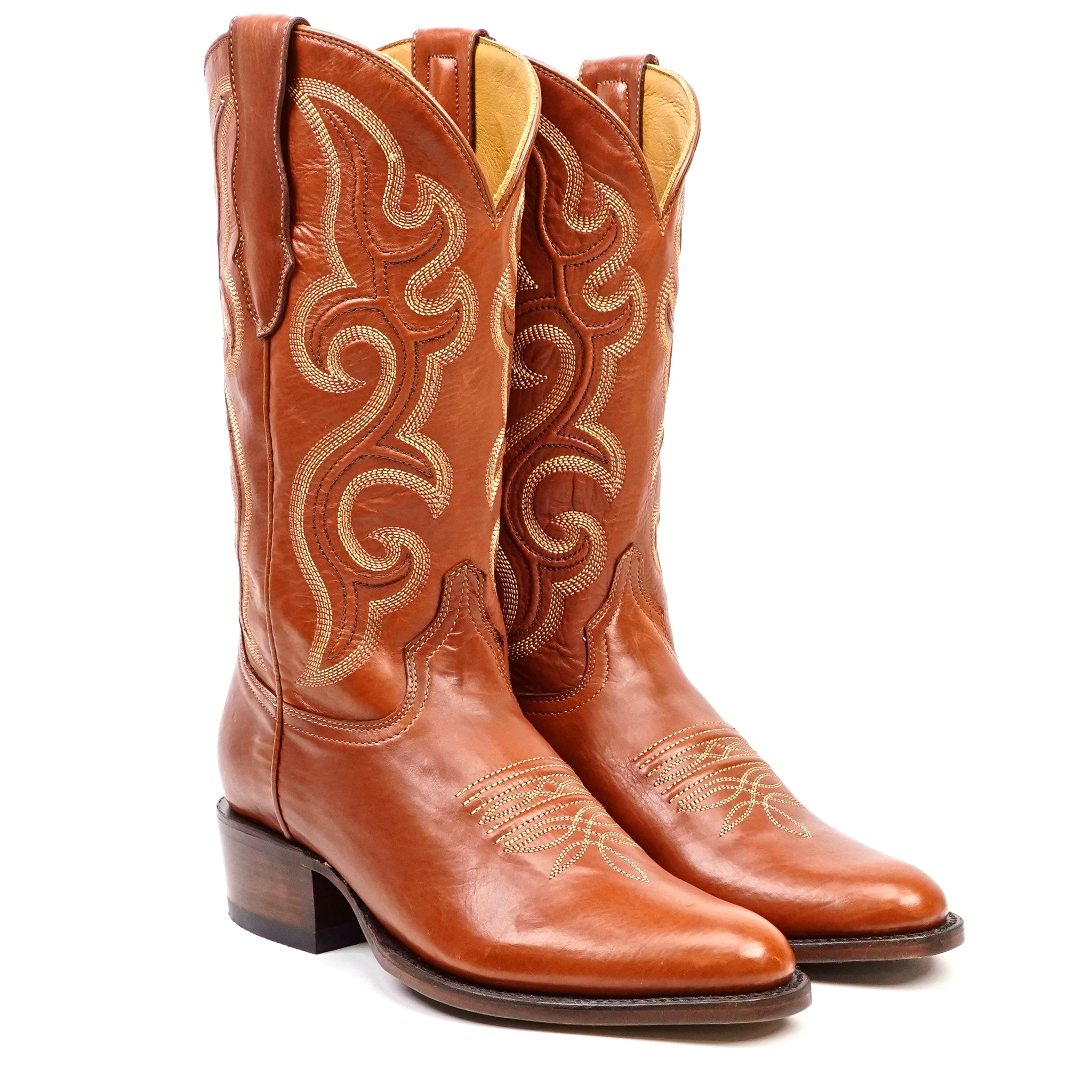 Boney Cowboy Boots - Clayton Cognac - Roper Toe (TS203)