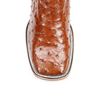Austin Ostrich Boots - Brandy - Square Toe (AV20)