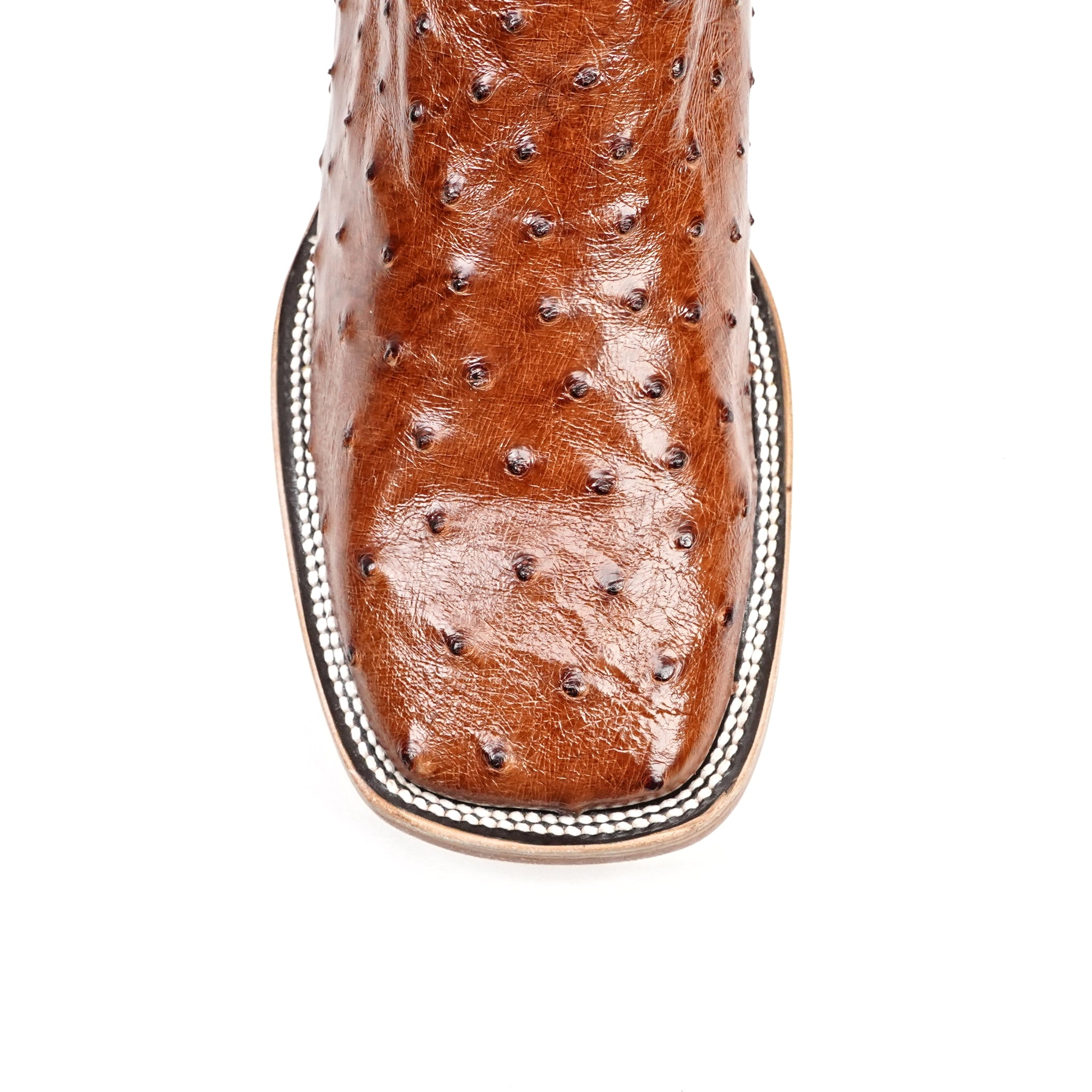 Austin Ostrich Boots - Brandy - Square Toe (AV20)