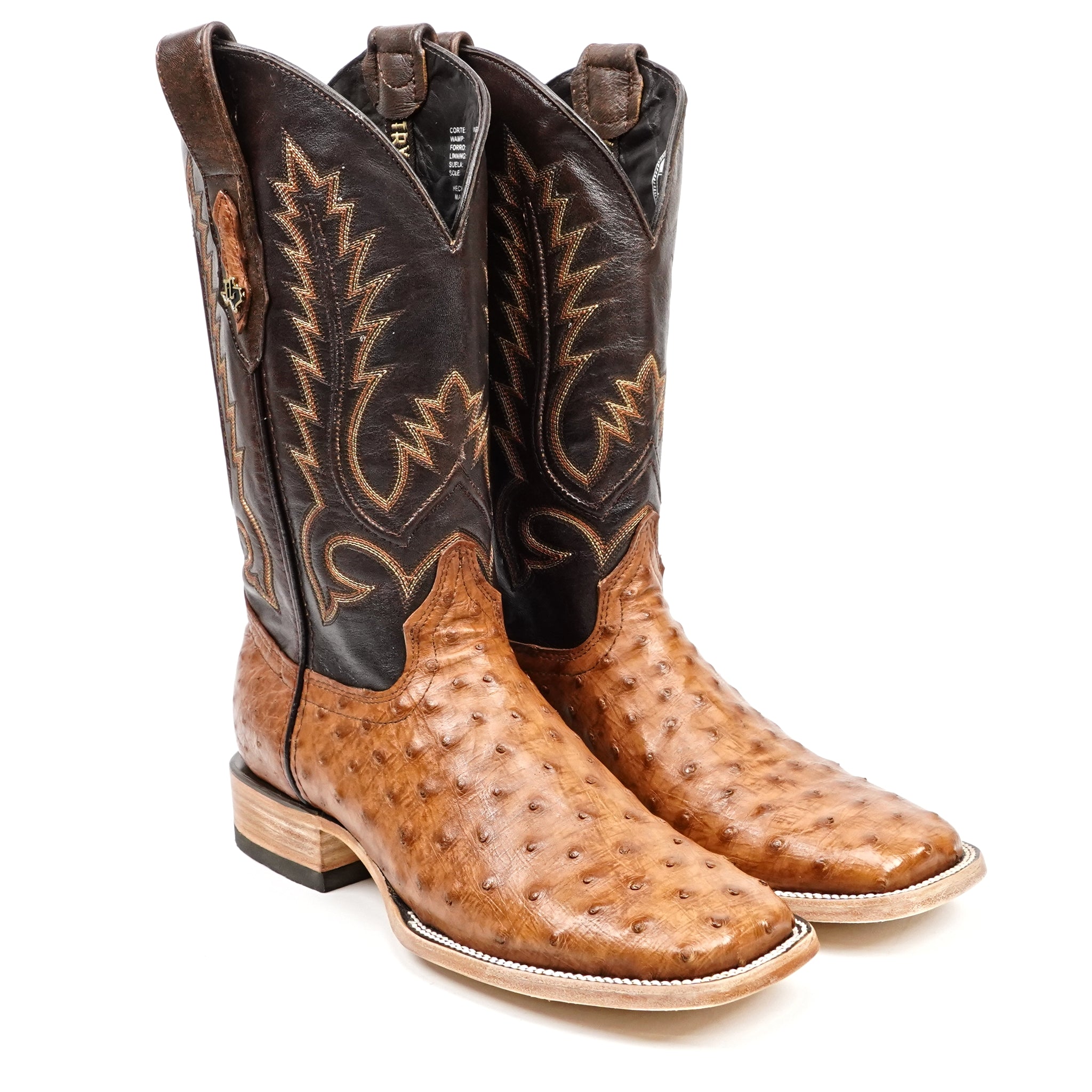 Austin Ostrich Boots- Light Brandy - Square Toe (AV20)