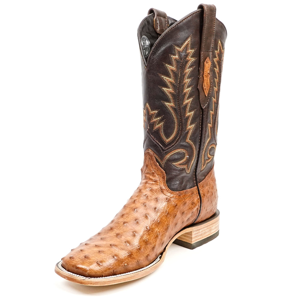 Austin Ostrich Boots- Light Brandy - Square Toe (AV20)