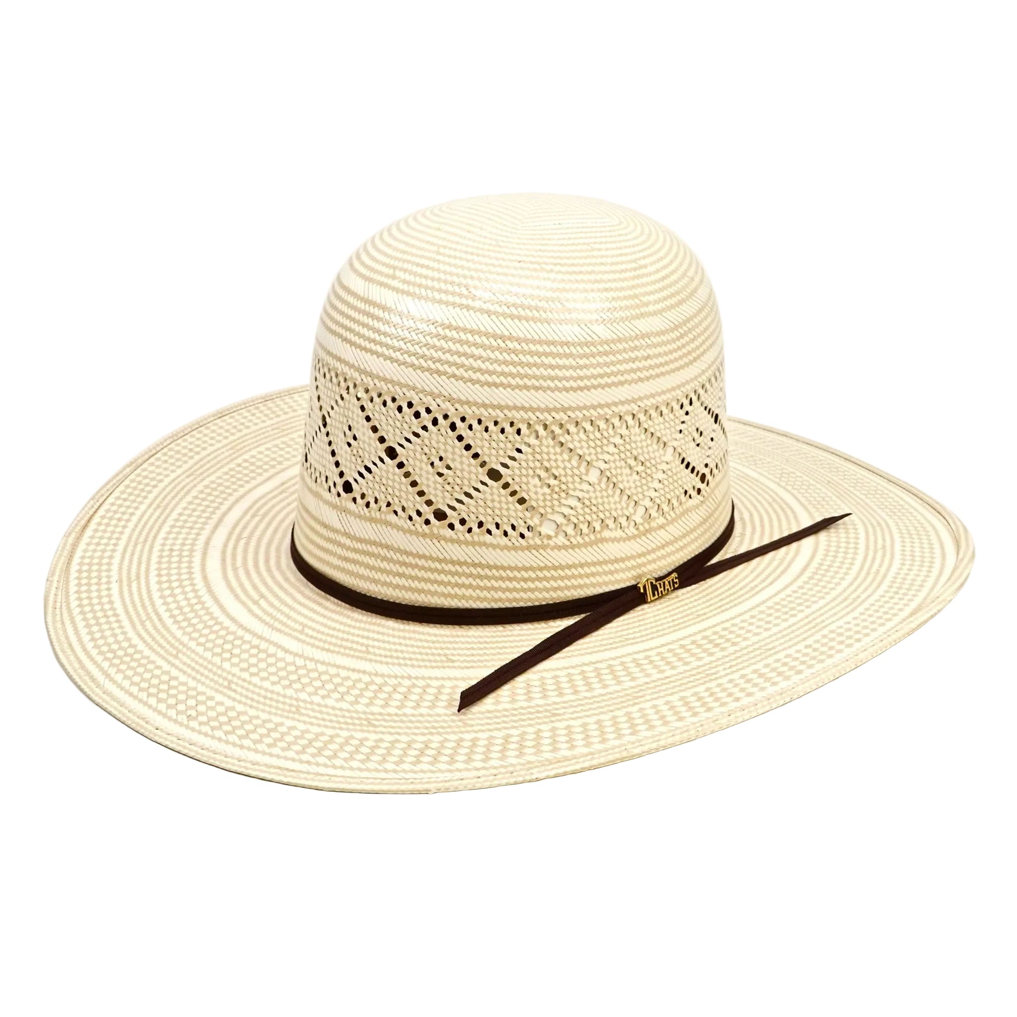 TC Hats Sombreros TC TC Hats - 100X Open Crown Straw Hat - Two-Tone Diamond Flower
