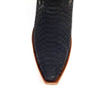 Texas Country Bota Exotica Dama Priscila - Python Black Cowgirl Boots - Tall Shaft - Snip Toe (E31)