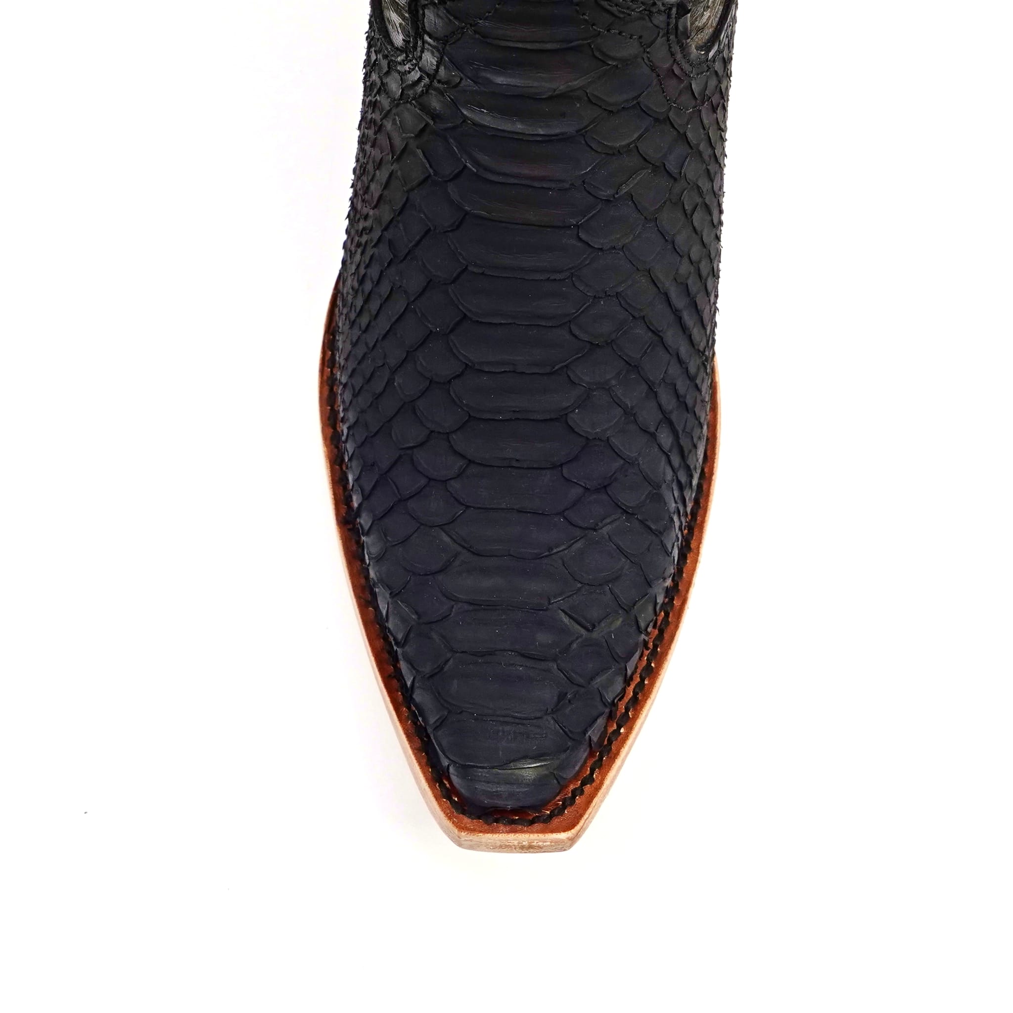 Texas Country Bota Exotica Dama Priscila - Python Black Cowgirl Boots - Tall Shaft - Snip Toe (E31)