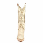 Texas Country Bota Exotica Dama Priscila - Python Cappuccino Cowgirl Boots - Tall Shaft - Snip Toe (E31)