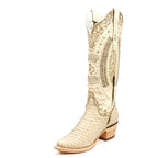 Texas Country Bota Exotica Dama Priscila - Python Cappuccino Cowgirl Boots - Tall Shaft - Snip Toe (E31)