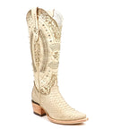 Texas Country Bota Exotica Dama Priscila - Python Cappuccino Cowgirl Boots - Tall Shaft - Snip Toe (E31)