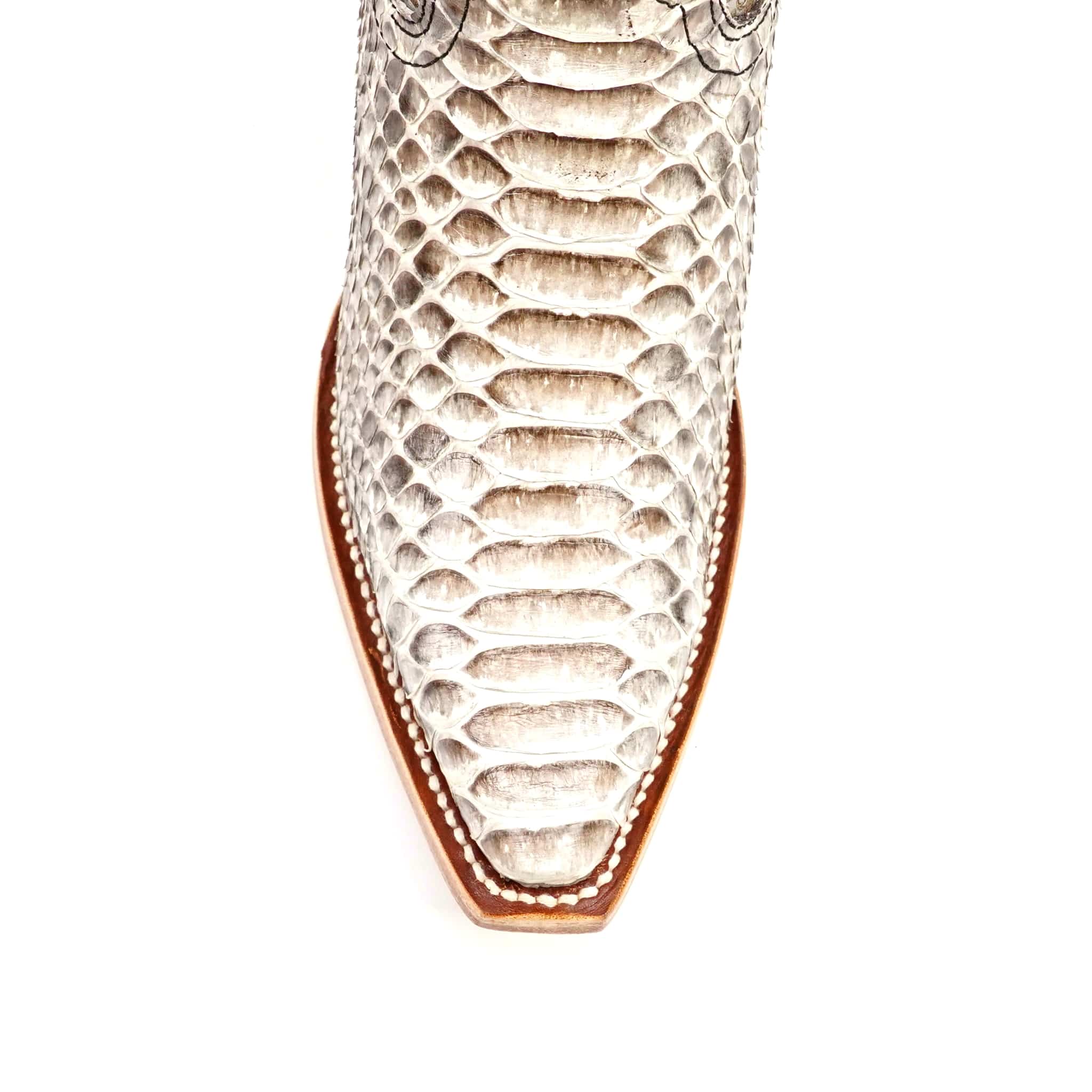 Texas Country Bota Exotica Dama Priscila - Python Natural Cowgirl Boots - Tall Shaft - Snip Toe (E31)