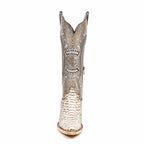 Texas Country Bota Exotica Dama Priscila - Python Natural Cowgirl Boots - Tall Shaft - Snip Toe (E31)