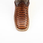 Texas Country Bota Nino Chocolate Python - Embossed Leather Kids Boots - Square Toe (K11-1)