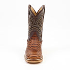 Texas Country Bota Nino Chocolate Python - Embossed Leather Kids Boots - Square Toe (K11-1)