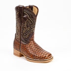 Texas Country Bota Nino Chocolate Python - Embossed Leather Kids Boots - Square Toe (K11-1)