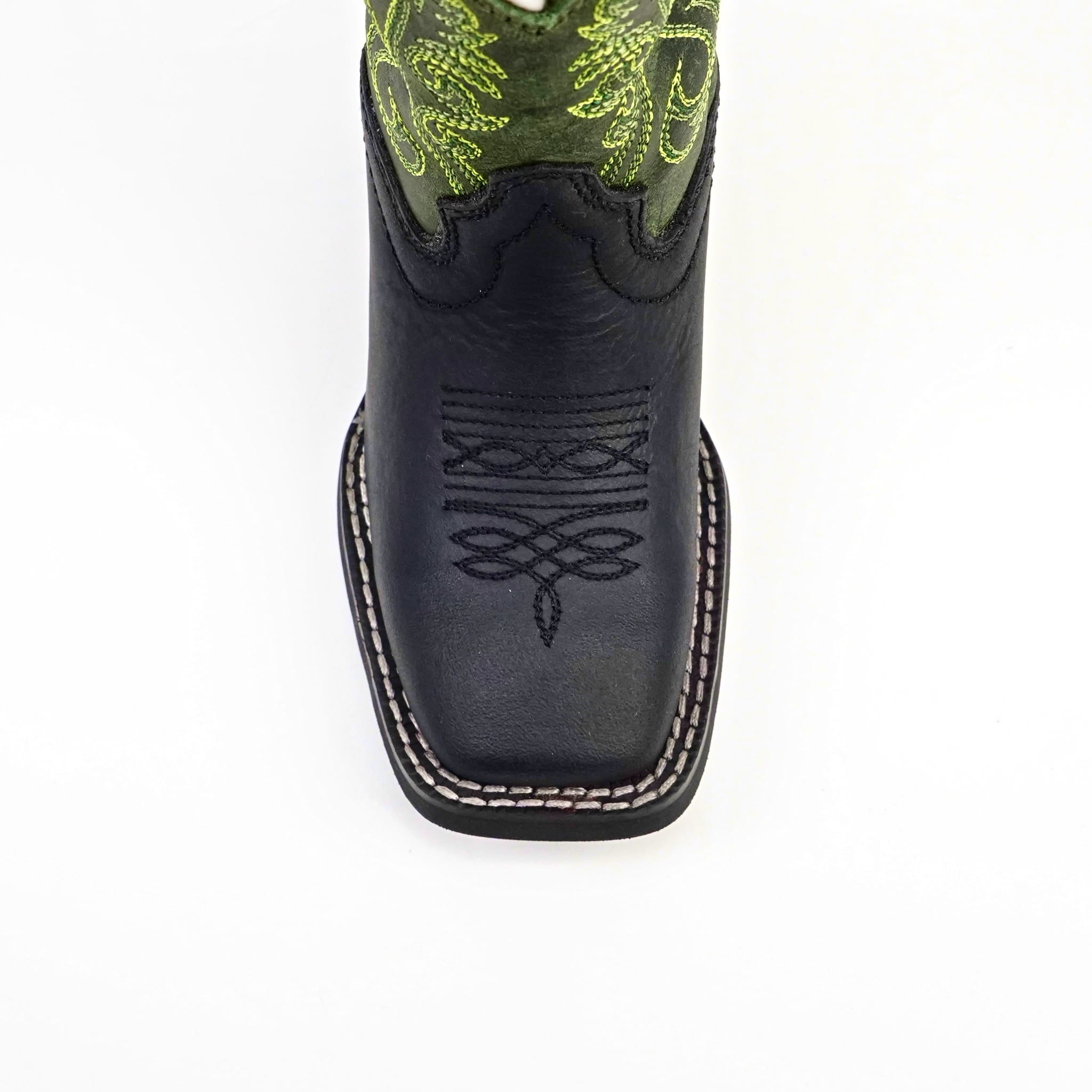 Texas Country Bota Nino Kids Cowboy Boots - Black - Square Toe (TCK008)
