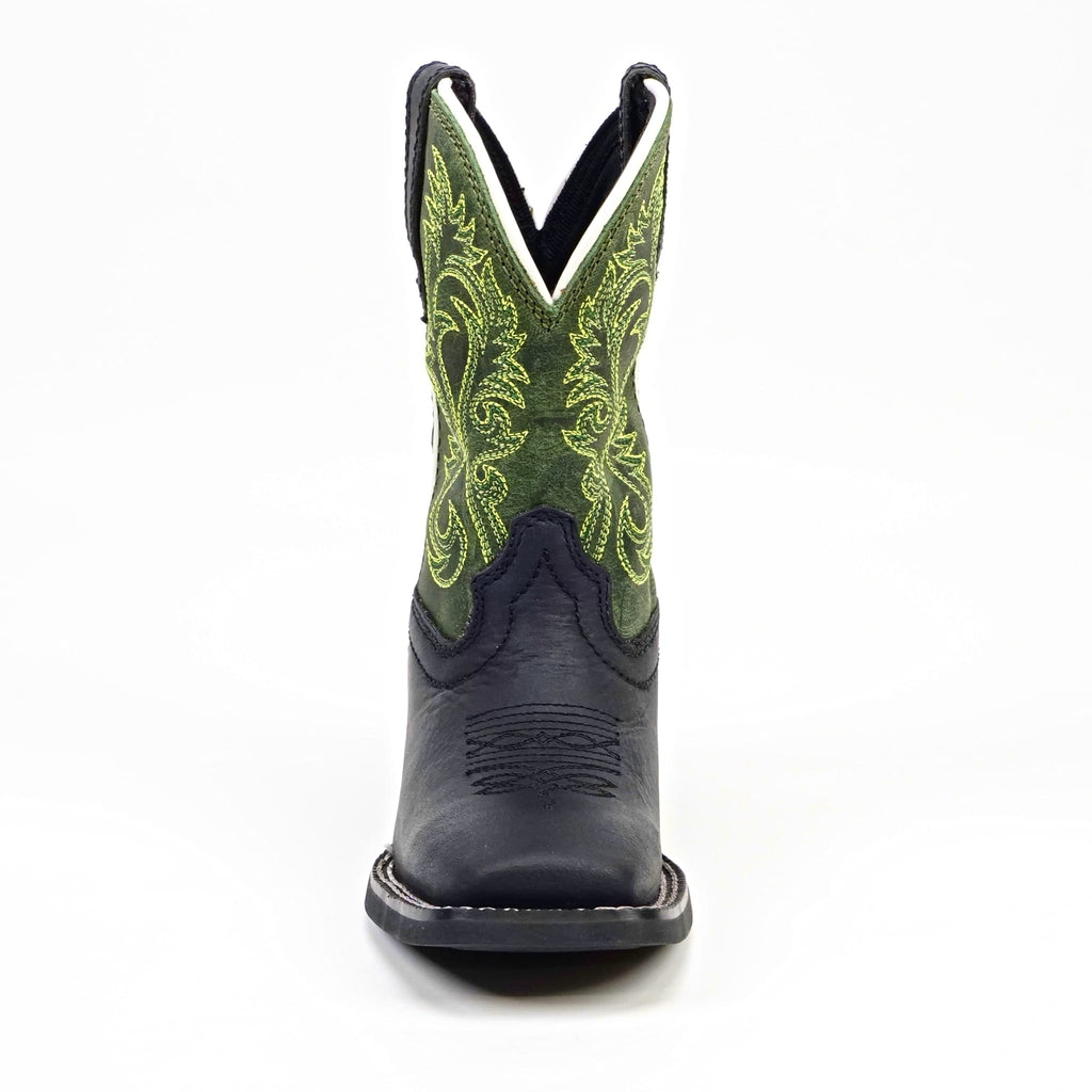 Texas Country Bota Nino Kids Cowboy Boots - Black - Square Toe (TCK008)