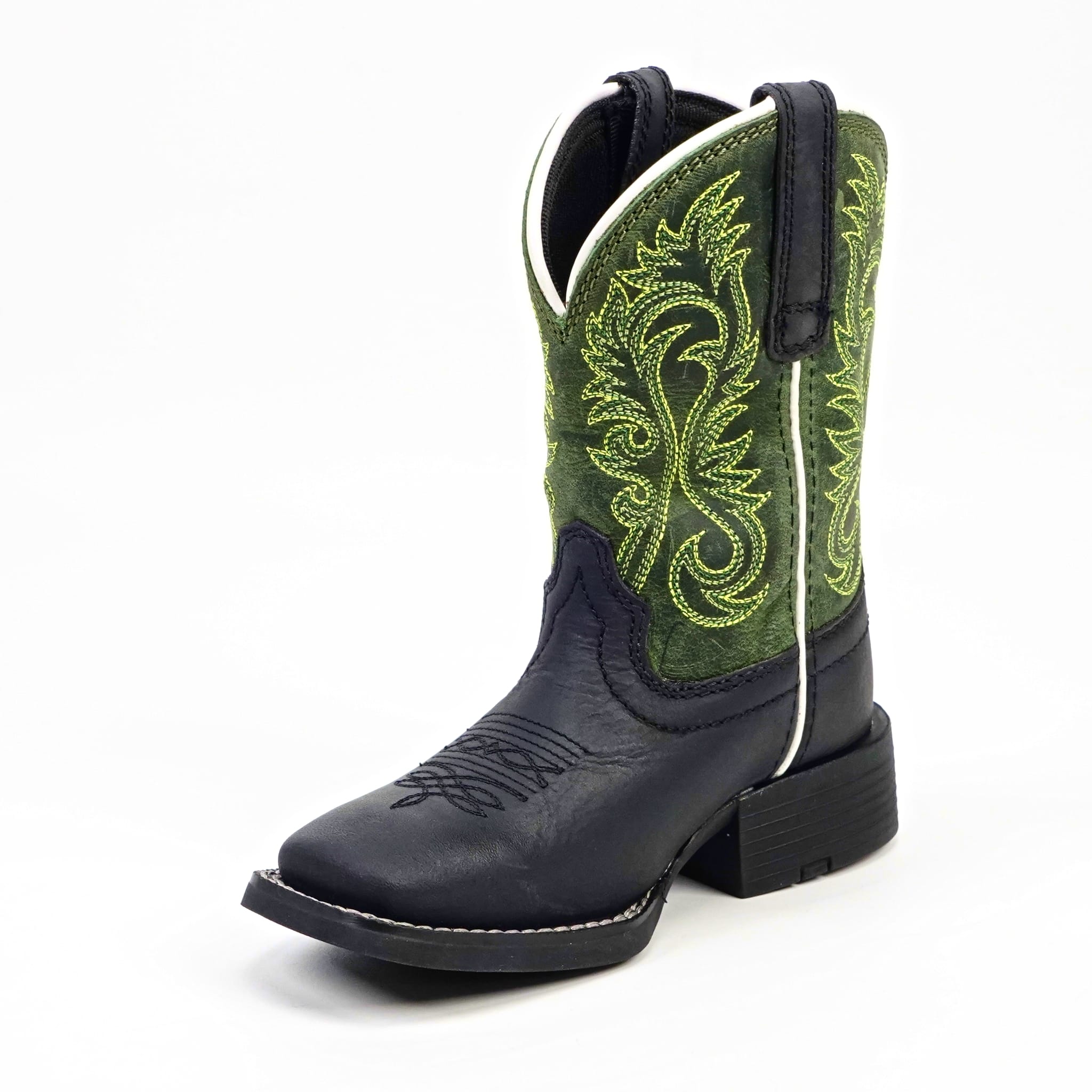 Texas Country Bota Nino Kids Cowboy Boots - Black - Square Toe (TCK008)