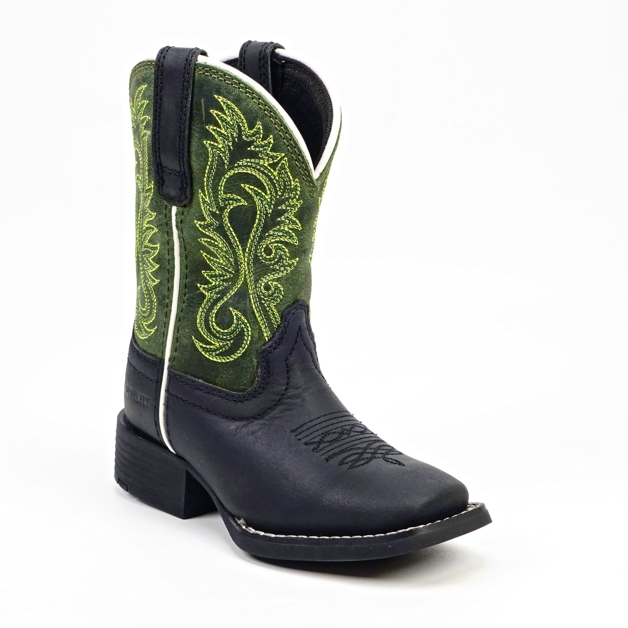 Texas Country Bota Nino Kids Cowboy Boots - Black - Square Toe (TCK008)
