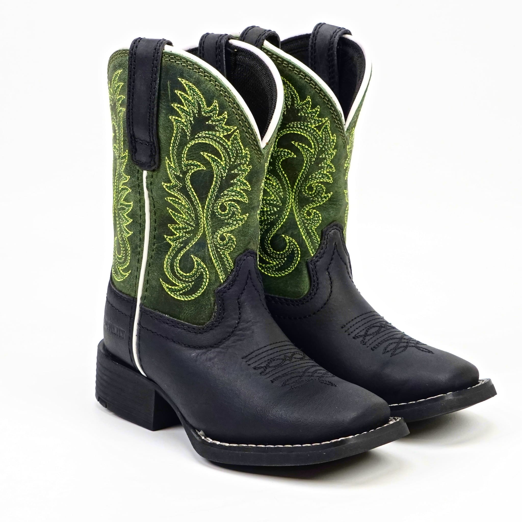 Texas Country Bota Nino Kids Cowboy Boots - Black - Square Toe (TCK008)