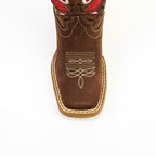 Texas Country Bota Nino Kids Cowboy Boots - Brown Floral Shaft - Square Toe (TCK020)