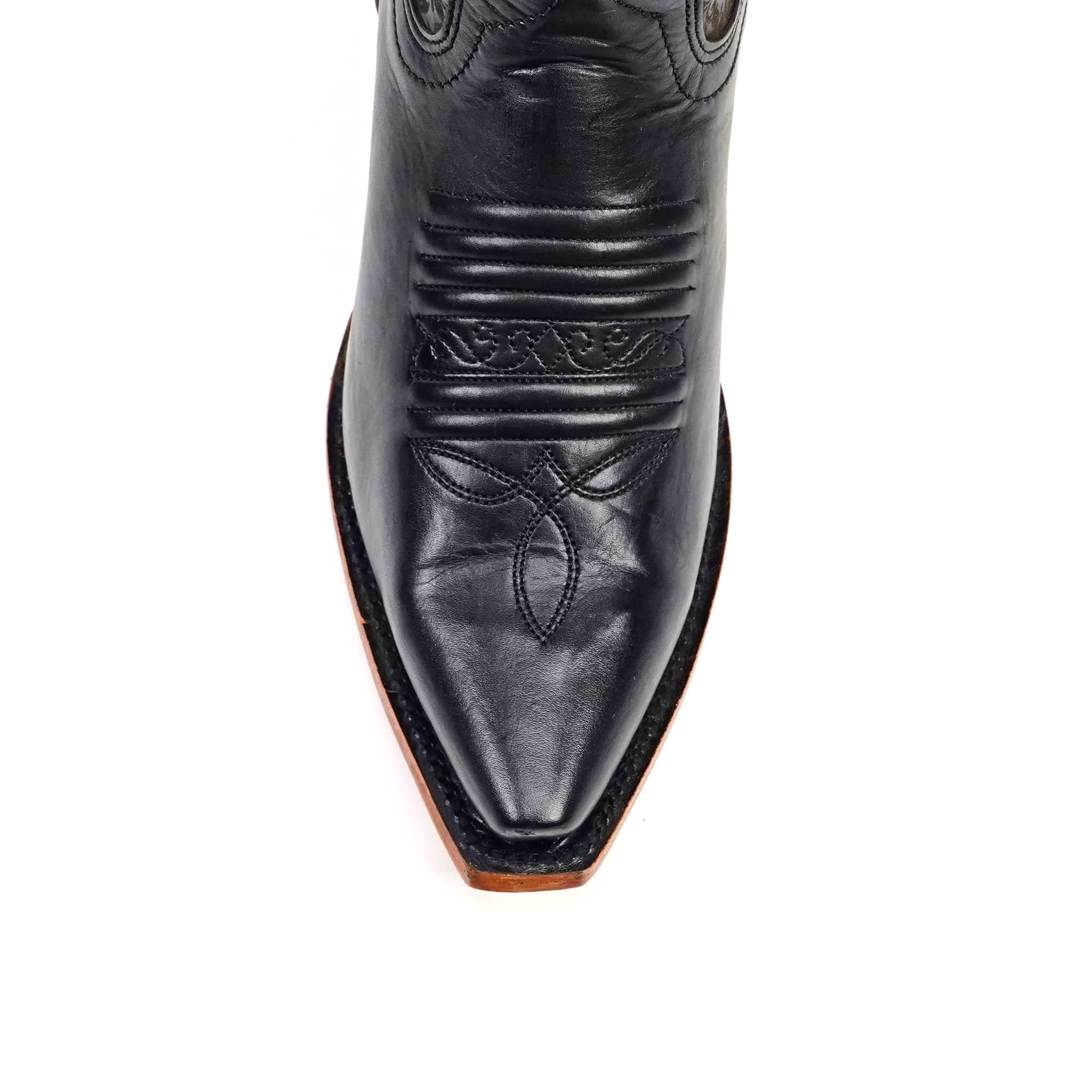 Texas Country Bota Res Dama Priscila - Cleyton Black Cowgirl Boots - Tall Shaft - Snip Toe (E871)