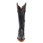 Texas Country Bota Res Dama Priscila - Cleyton Black Cowgirl Boots - Tall Shaft - Snip Toe (E871)