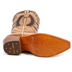 Texas Country Bota Res Dama Priscila - Cleyton Tobacco Cowgirl Boot - Tall Shaft - Snip Toe (E871)