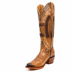 Texas Country Bota Res Dama Priscila - Cleyton Tobacco Cowgirl Boot - Tall Shaft - Snip Toe (E871)