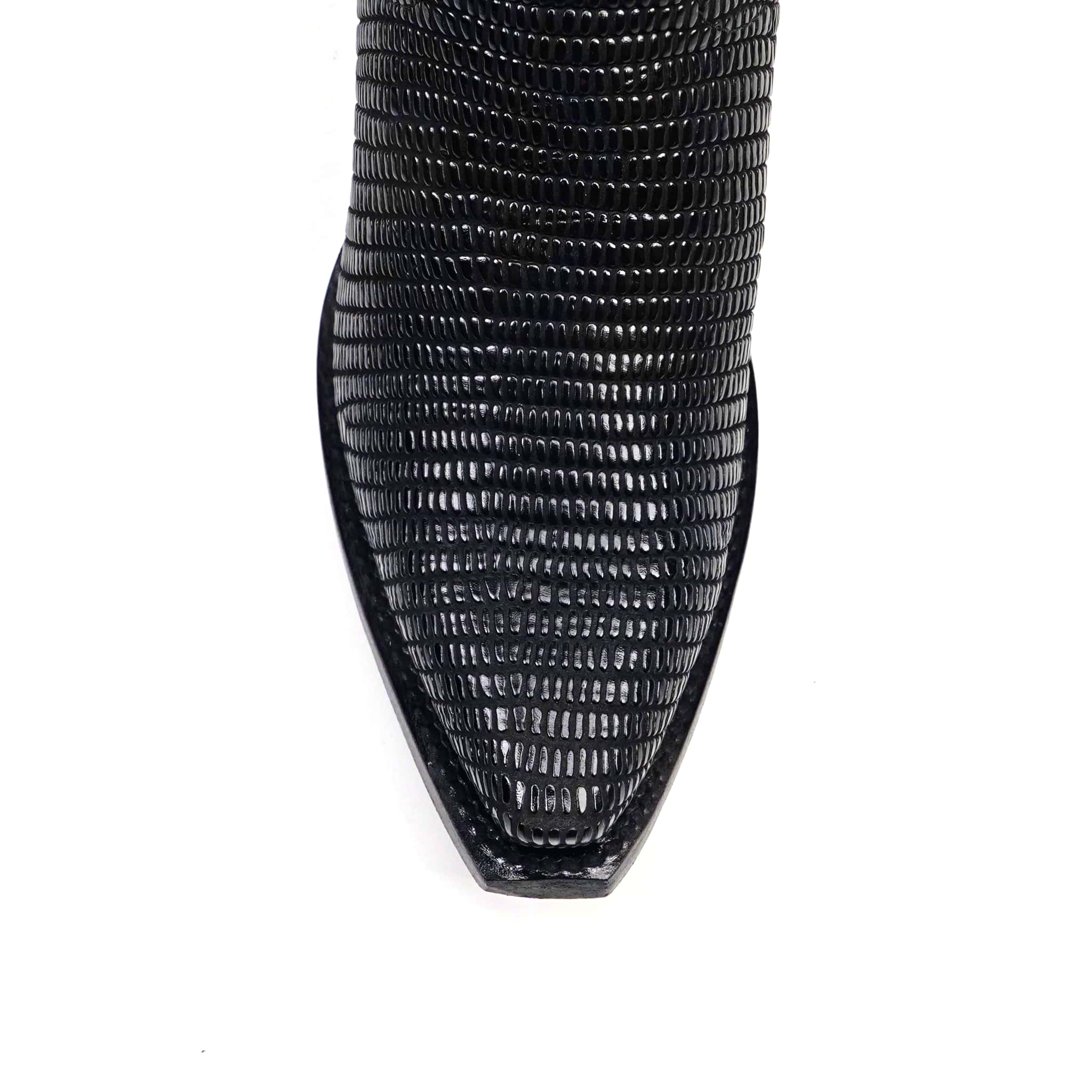 Texas Country Bota Res Dama Trevi - Embossed Lizard Black Cowgirl Boots - Tall Shaft - Snip Toe (E873)