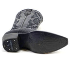 Texas Country Bota Res Dama Trevi - Embossed Lizard Black Cowgirl Boots - Tall Shaft - Snip Toe (E873)