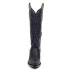 Texas Country Bota Res Dama Trevi - Embossed Lizard Black Cowgirl Boots - Tall Shaft - Snip Toe (E873)