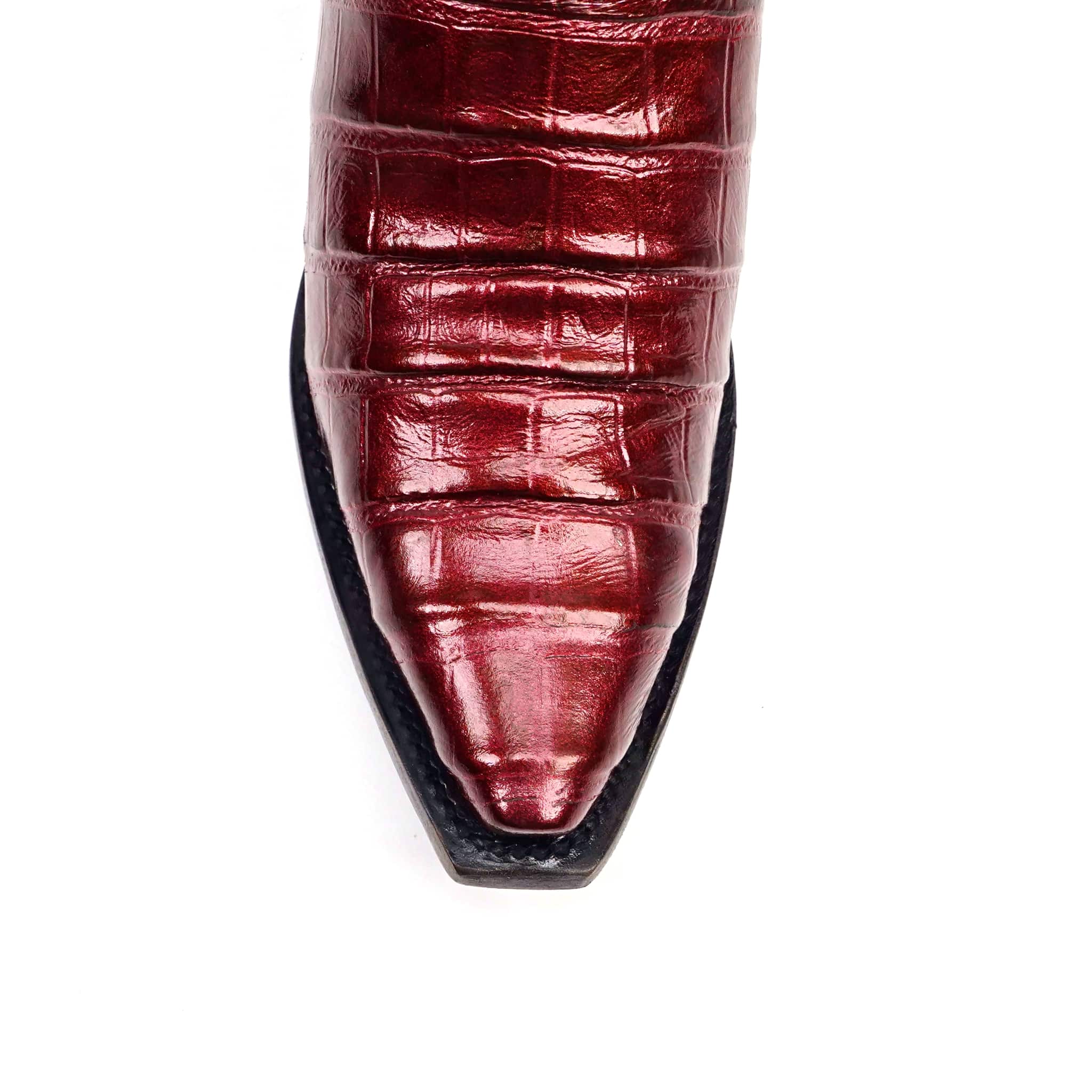Texas Country Bota Res Dama Venus - Embossed Alligator Wine Cowgirl Boots - Tall Shaft - Snip Toe (E874)