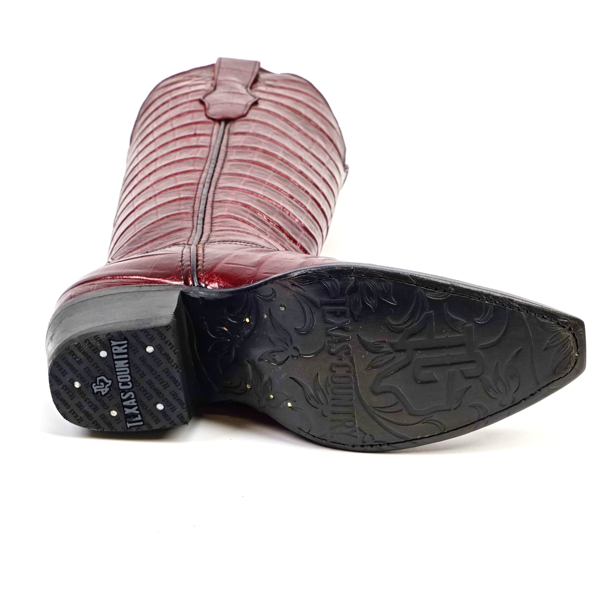 Texas Country Bota Res Dama Venus - Embossed Alligator Wine Cowgirl Boots - Tall Shaft - Snip Toe (E874)