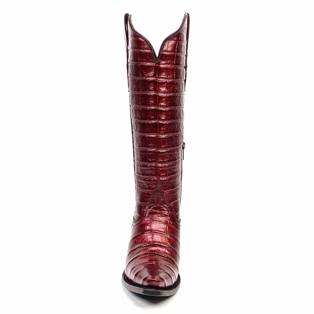 Texas Country Bota Res Dama Venus - Embossed Alligator Wine Cowgirl Boots - Tall Shaft - Snip Toe (E874)